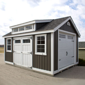12 x 16 cape cod shed grey and white