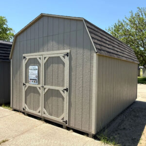 12x16 x10 foot mini barn painted in clay color