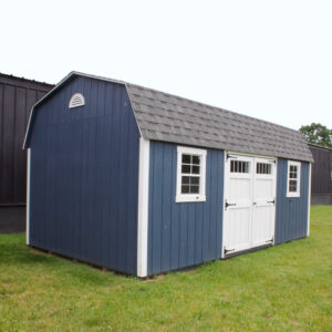 12 x 20 Dutch Barn Shed, blue with white door