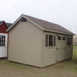 10 x 16 cape cod with vinyl siding in tuscan clay color