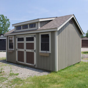 12x16 cape cod shed with 8 ft dormer window and 72 inch door