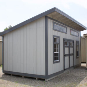 Light grey Klassic studio lean to shed with dark grey trim